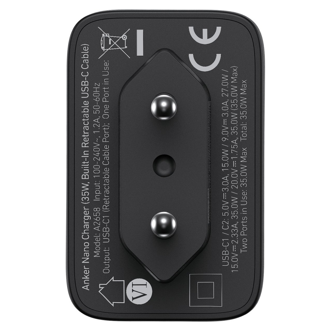 Anker Nano wired charger (35W) 1C with 1 retractable cable Oplader | Anker