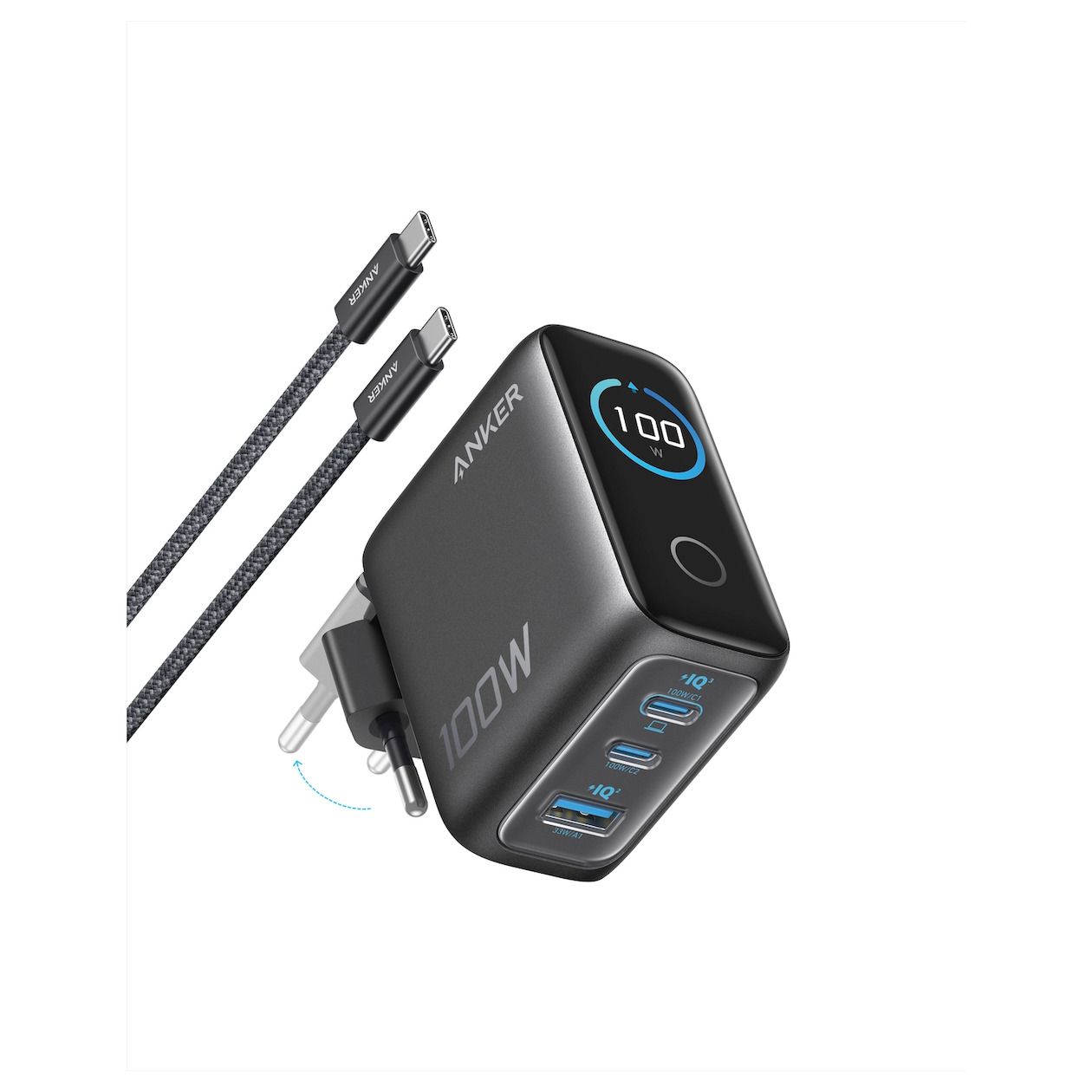 Anker Wired charger (100W) 2C1A with display Oplader | Anker