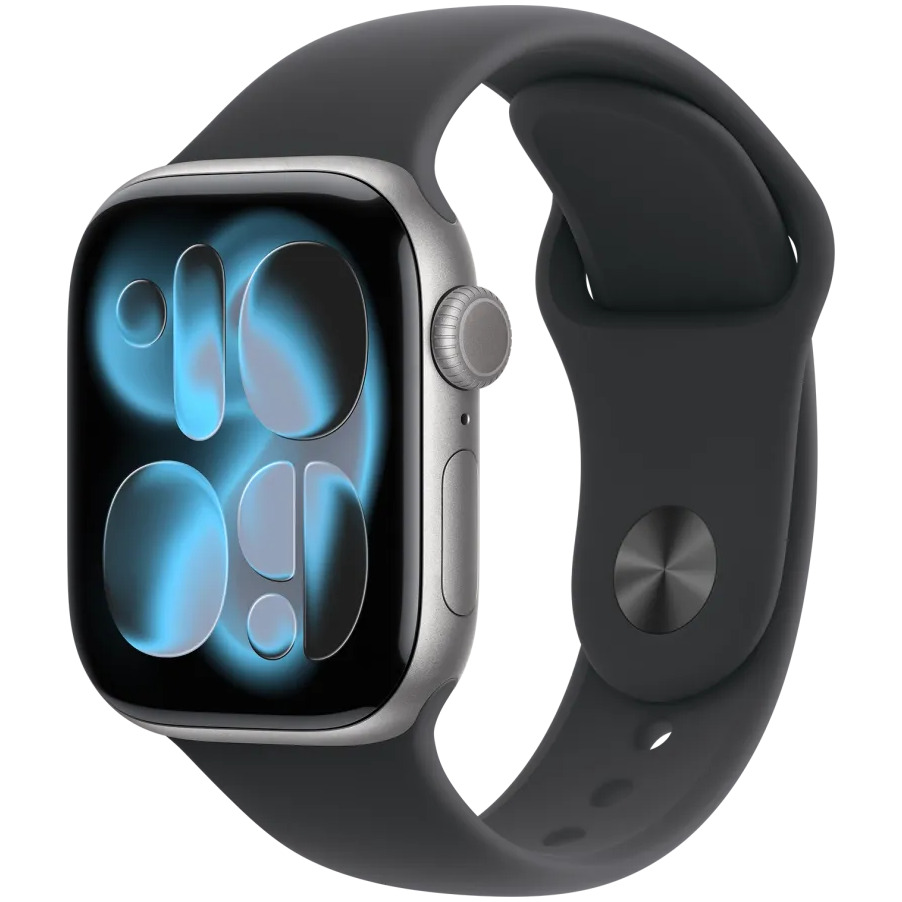 Apple Watch Series 11 GPS 42mm Space Grey Aluminium Case met Black Sport Band - S/M Smartwatch Grijs | Apple