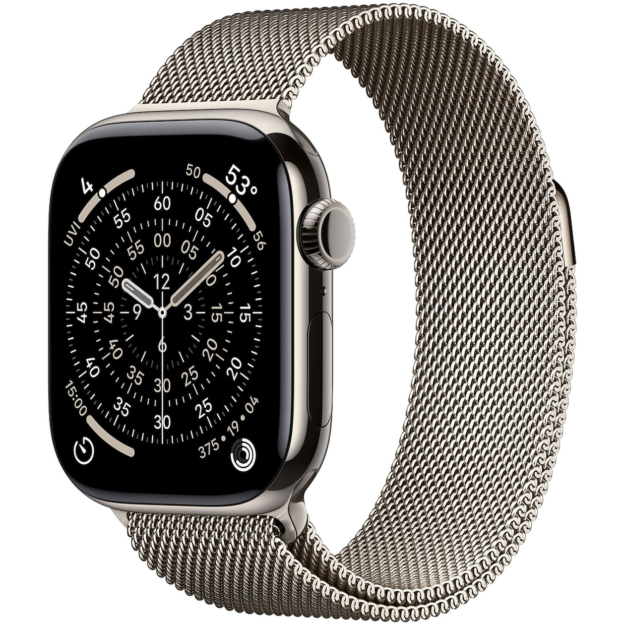 Apple Watch Series 11 GPS + Cellular 42mm Natural Titanium Case met Natural Milanese Loop Smartwatch Grijs | Apple