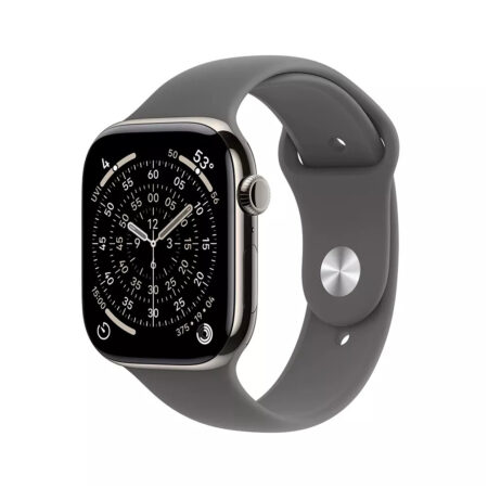 Apple Watch Series 11 GPS + Cellular 42mm Natural Titanium Case met Stone Grey Sport Band - S/M Smartwatch Grijs | Apple