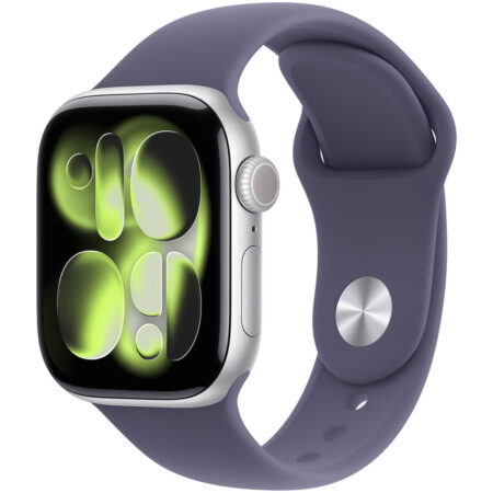 Apple Watch Series 11 GPS + Cellular 42mm Silver Aluminium Case met Purple Fog Sport Band - M/L Smartwatch Zilver | Apple