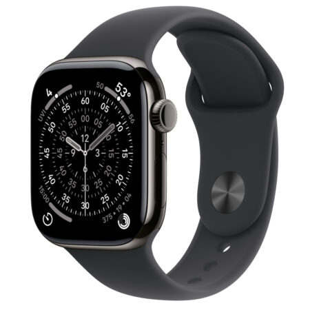 Apple Watch Series 11 GPS + Cellular 42mm Slate Titanium Case met Black Sport Band - M/L Smartwatch Grijs | Apple