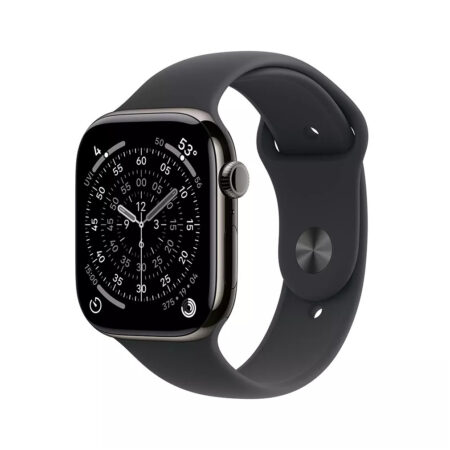 Apple Watch Series 11 GPS + Cellular 42mm Slate Titanium Case met Black Sport Band - S/M Smartwatch Grijs | Apple