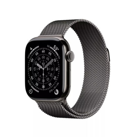 Apple Watch Series 11 GPS + Cellular 42mm Slate Titanium Case met Slate Milanese Loop Smartwatch Grijs | Apple