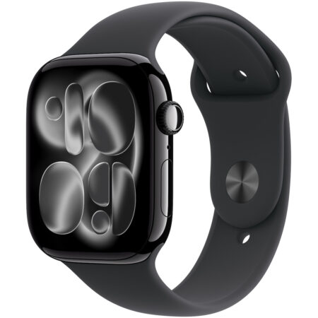Apple Watch Series 11 GPS + Cellular 46mm Jet Black Aluminium Case met Black Sport Band - S/M Smartwatch Zwart | Apple