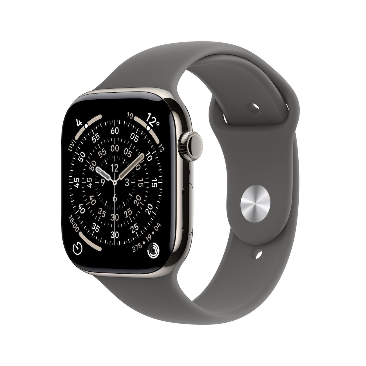 Apple Watch Series 11 GPS + Cellular 46mm Natural Titanium Case met Stone Grey Sport Band - S/M Smartwatch Grijs | Apple