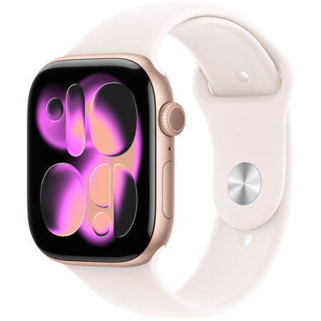 Apple Watch Series 11 GPS + Cellular 46mm Rose Gold Aluminium Case met Light Blush Sport Band - M/L Smartwatch Roze | Apple