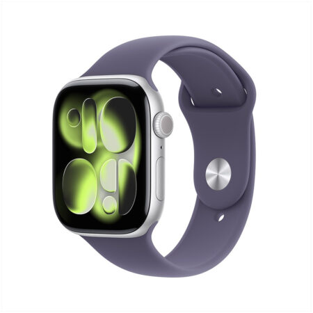 Apple Watch Series 11 GPS + Cellular 46mm Silver Aluminium Case met Purple Fog Sport Band - M/L Smartwatch Zilver | Apple