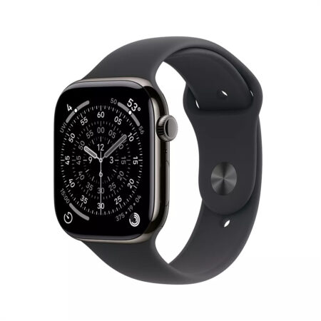 Apple Watch Series 11 GPS + Cellular 46mm Slate Titanium Case met Black Sport Band - S/M Smartwatch Grijs | Apple