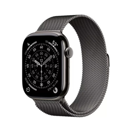 Apple Watch Series 11 GPS + Cellular 46mm Slate Titanium Case met Slate Milanese Loop - M/L Smartwatch Grijs | Apple