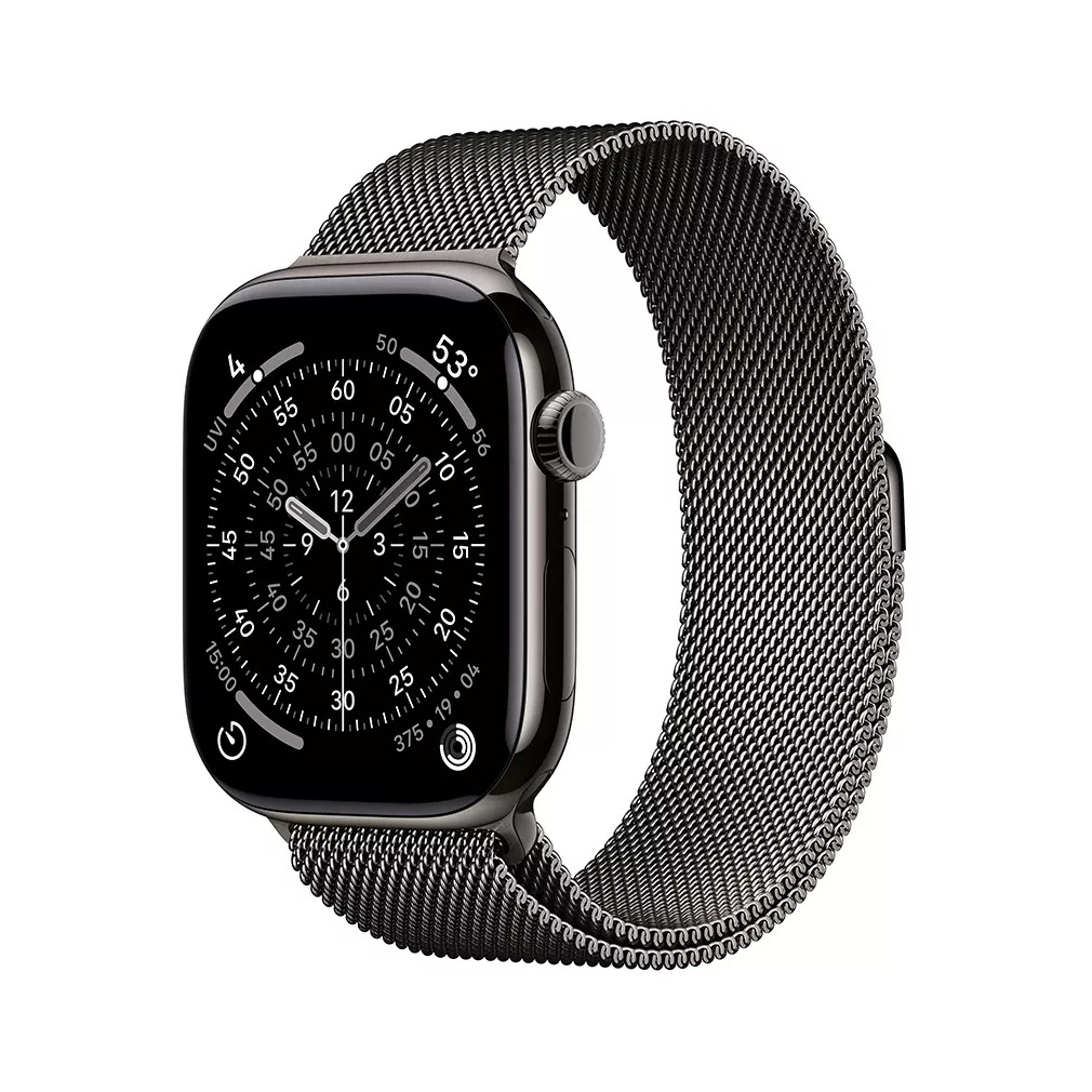 Apple Watch Series 11 GPS + Cellular 46mm Slate Titanium Case met Slate Milanese Loop - M/L Smartwatch Grijs | Apple