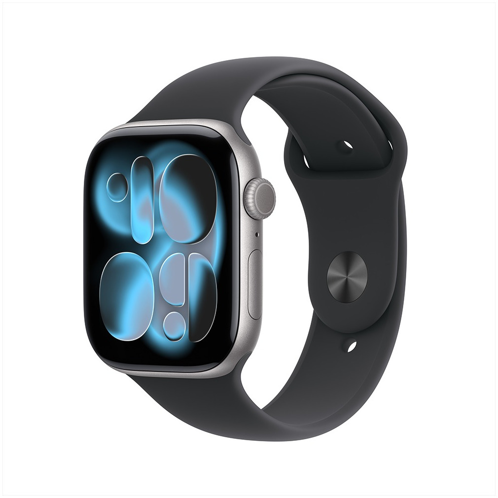 Apple Watch Series 11 GPS + Cellular 46mm Space Grey Aluminium Case met Black Sport Band - S/M Smartwatch Grijs | Apple