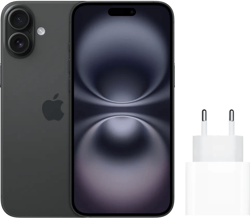 Apple iPhone 16 128GB Zwart + Apple Snellader
