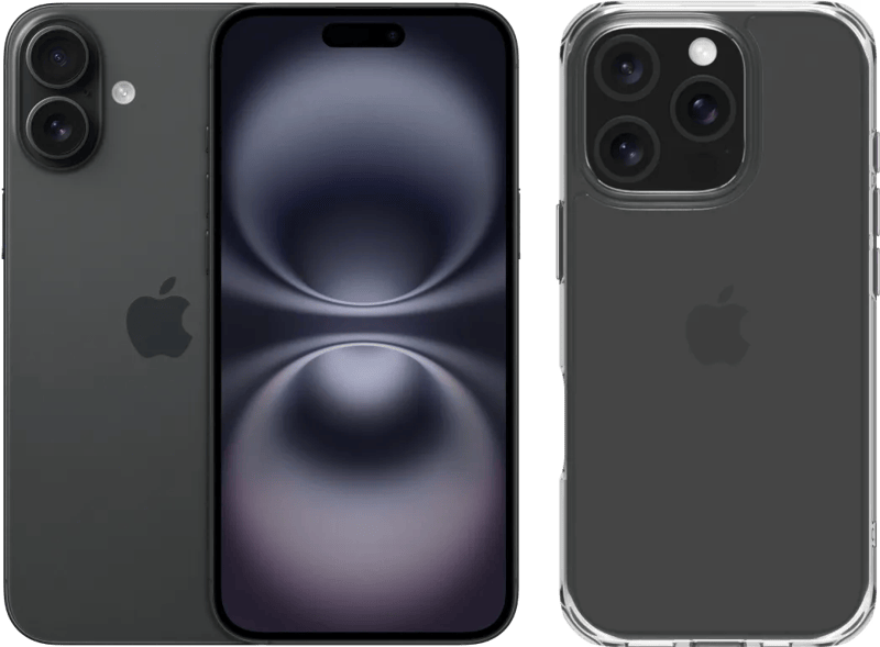 Apple iPhone 16 128GB Zwart + BlueBuilt Protective Back Cover Transparant