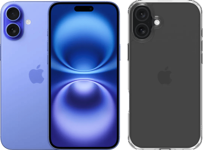 Apple iPhone 16 Plus 128GB Blauw + BlueBuilt Protective Back Cover Transparant