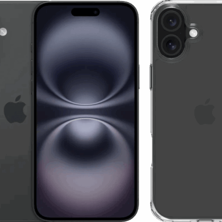 Apple iPhone 16 Plus 128GB Zwart + BlueBuilt Protective Back Cover Transparant