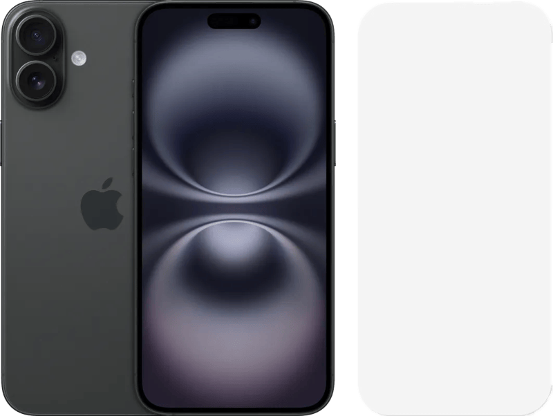 Apple iPhone 16 Plus 128GB Zwart + BlueBuilt Screenprotector Glas