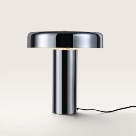 Arcene - Retro Tafellamp Chroom 30 cm - Dressoir lamp - Gecoat metaal - E14 fitting - Met aan/uit-schakelaar | LUSENZ