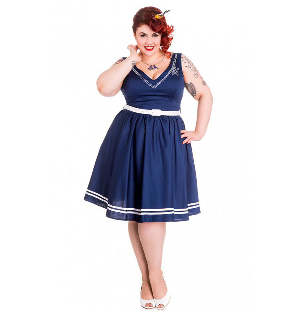 Ariel Jurk Marine Plus Size-XXXXL | 29% korting | Hell Bunny