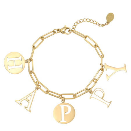 Armband Happy Goud | Fashionize