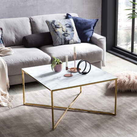 Artistiq Vierkante Salontafel 'Chloè' Wit Marmerlook | Artistiq Living