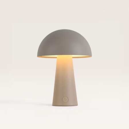 Arvento - Paddenstoel lamp oplaadbaar Beige 20 cm - Tafellamp horeca - Dimbaar - Retro design - USB-C - IP44 voor buiten - 3000K/4500K/6000K | LUSENZ