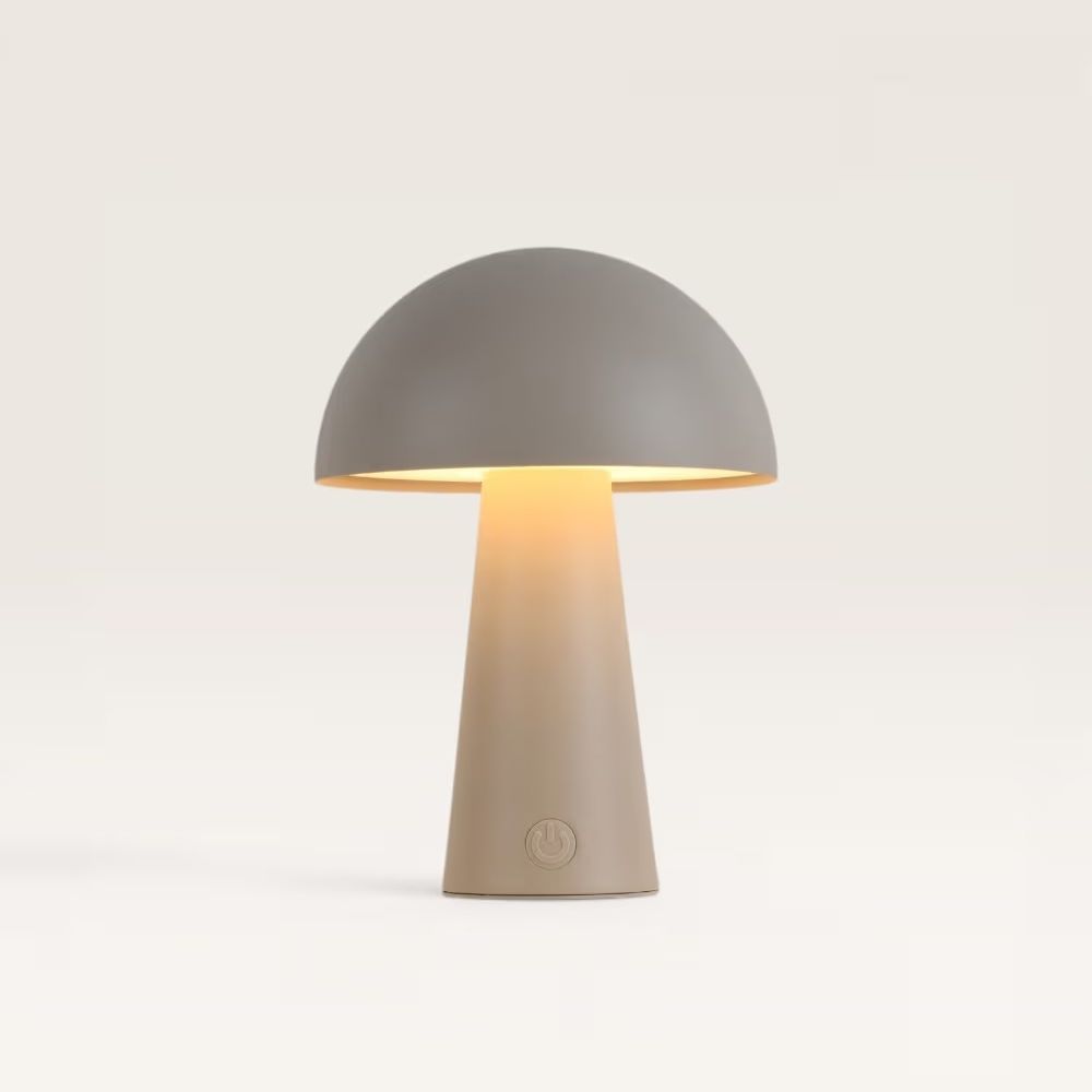 Arvento - Paddenstoel lamp oplaadbaar Beige 20 cm - Tafellamp horeca - Dimbaar - Retro design - USB-C - IP44 voor buiten - 3000K/4500K/6000K | LUSENZ