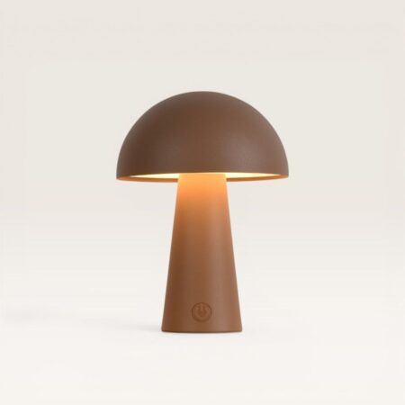 Arvento - Paddenstoel lamp oplaadbaar Bruin 20 cm - Tafellamp horeca - Dimbaar - Retro design - USB-C - IP44 voor buiten - 3000K/4500K/6000K | LUSENZ