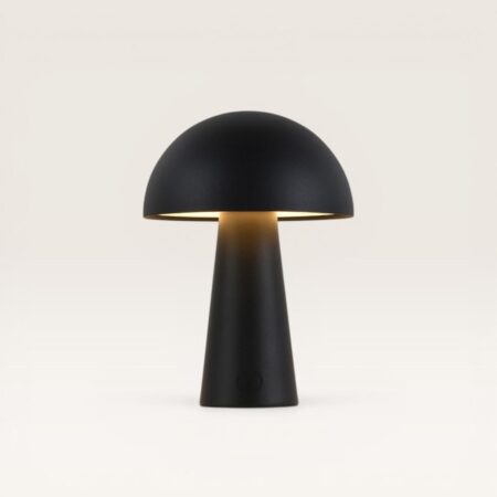 Arvento - Paddenstoel lamp oplaadbaar Zwart 20 cm - Tafellamp horeca - Dimbaar - Retro design - USB-C - IP44 voor buiten - 3000K/4500K/6000K | LUSENZ