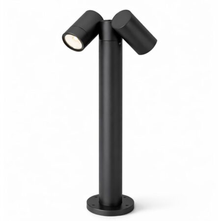 Aspen Dubbel LED sokkellamp - 45cm - 2x 4 Watt 345 Lumen - Kantelbaar - IP64 Waterdicht - 6500K - Padverlichting - Zwart - Staande buitenlamp | HOFTRONIC