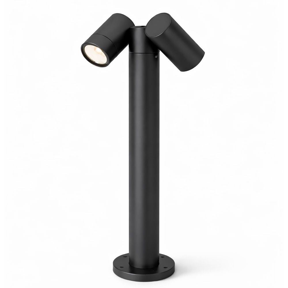 Aspen Dubbel LED sokkellamp - 45cm - Kantelbaar - IP65 waterdicht - 2x GU10 fitting - Padverlichting - Tuinspot - Zwart - Staande buitenlamp | HOFTRONIC