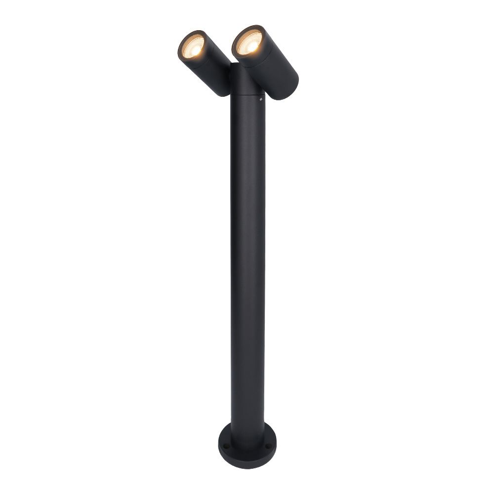 Aspen Dubbel LED sokkellamp - 60cm - 2x 4 Watt 345 lumen - Kantelbaar - IP65 Waterdicht - 2700K - Padverlichting - Zwart - Staande buitenlamp | HOFTRONIC