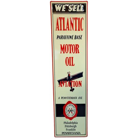 Atlantic Aviation Motor Oil Stalen Bord Met Relief - 78 x 19cm | Fiftiesstore