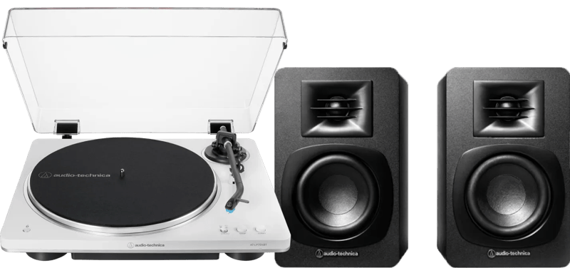 Audio Technica AT-LP70xBT Wit + Audio-Technica ATH-SP3X Zwart