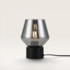 Aureta - Zwarte Tafellamp Smoke glas 20 cm - Dressoir lamp - Tafellamp hotel Chique - Zwart Metaal - E27 fitting - Met aan/uit-schakelaar | LUSENZ