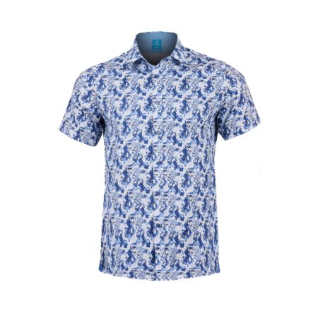 Azure Bird Garden Short Sleeve Overhemd XL Lureaux - Handgemaakte Nette Schoenen Voor Heren | Lureaux
