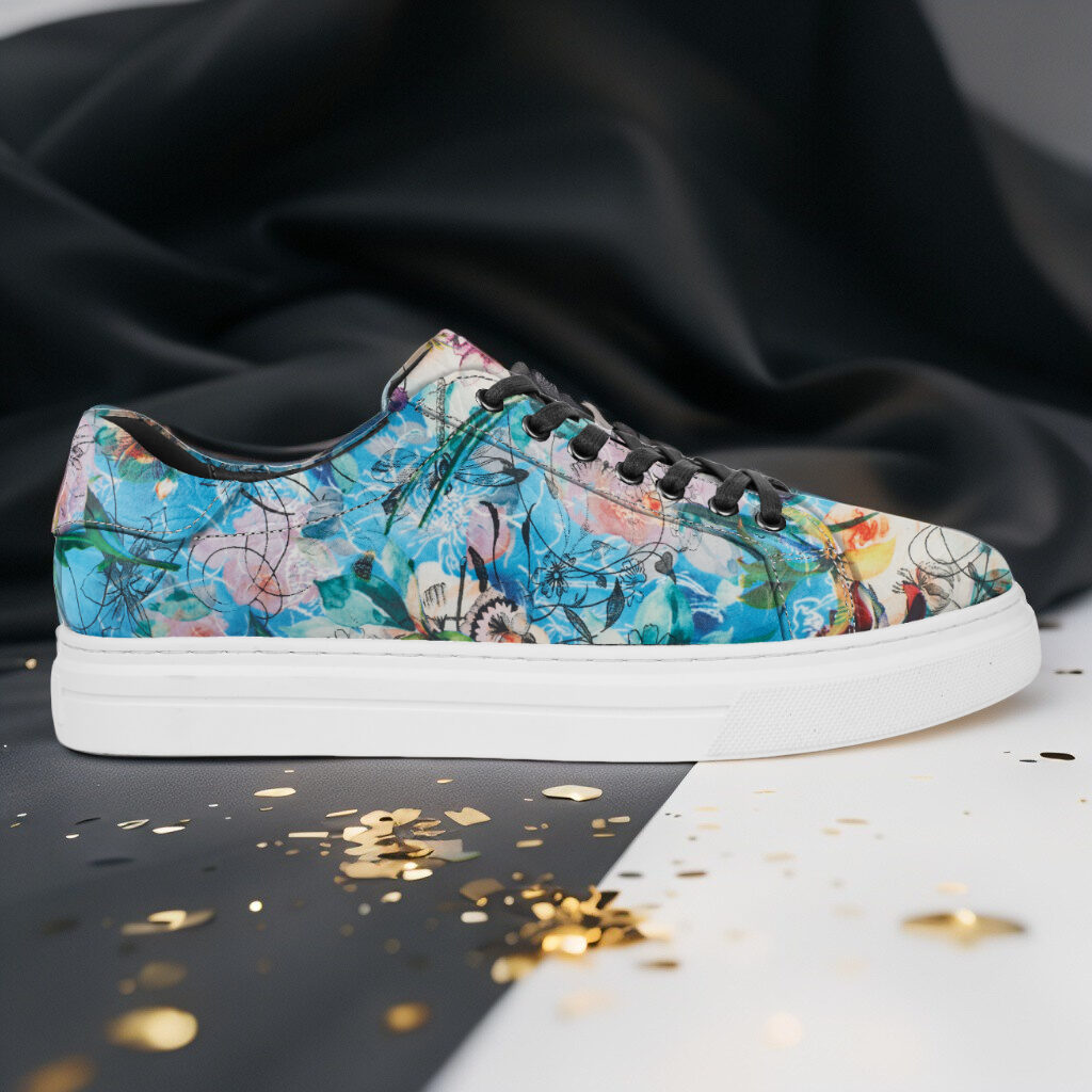 Azure Bloom Sneakers Lureaux - Handgemaakte Nette Schoenen Voor Heren | Lureaux