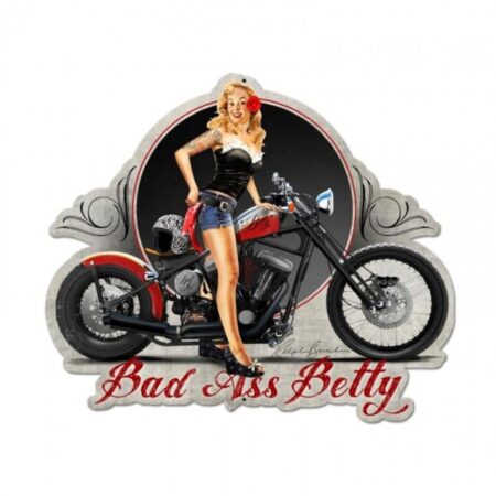 Bad Ass Betty Pin-Up Zwaar Metalen Bord 49 x 60 cm | Fiftiesstore