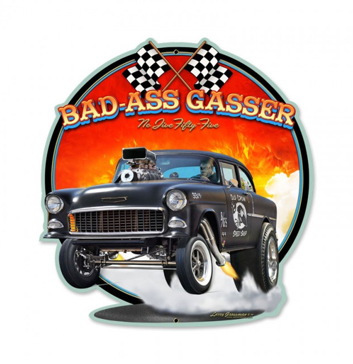 Bad-Ass Gasser No Live Fifty-Five Zwaar Metalen Bord | 12% korting | Fiftiesstore