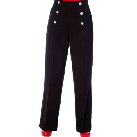 Banned Adventures Ahead Button Trousers Black-2XL | Fiftiesstore