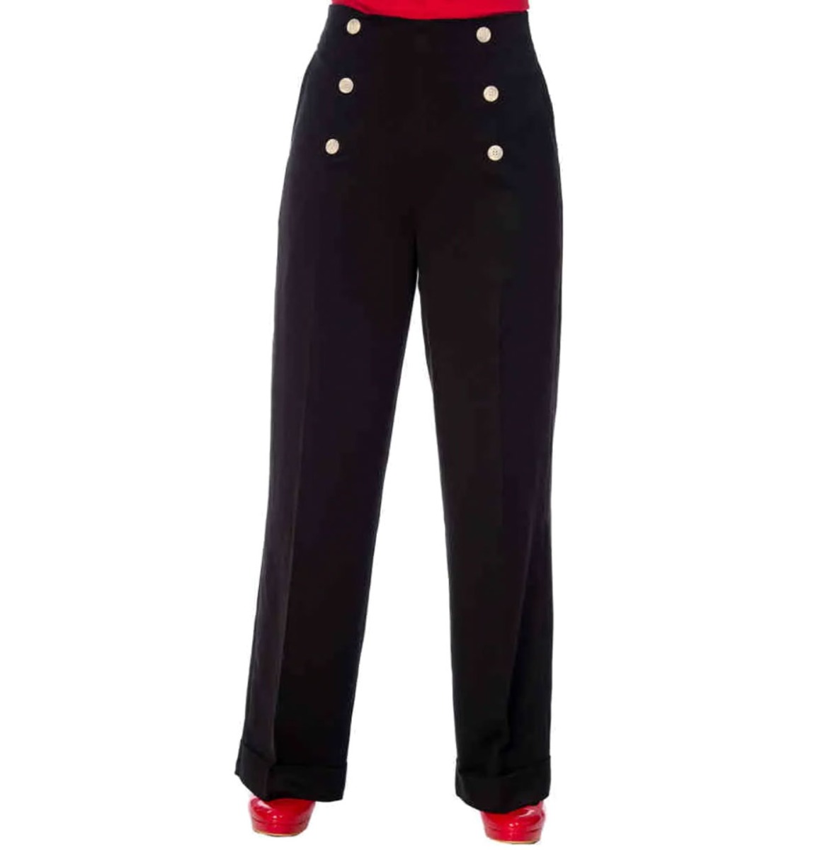 Banned Adventures Ahead Button Trousers Black-2XL | Fiftiesstore