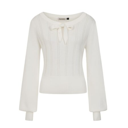 Banned Angel Pointelle Knit Jumper Off White -XL | Banned
