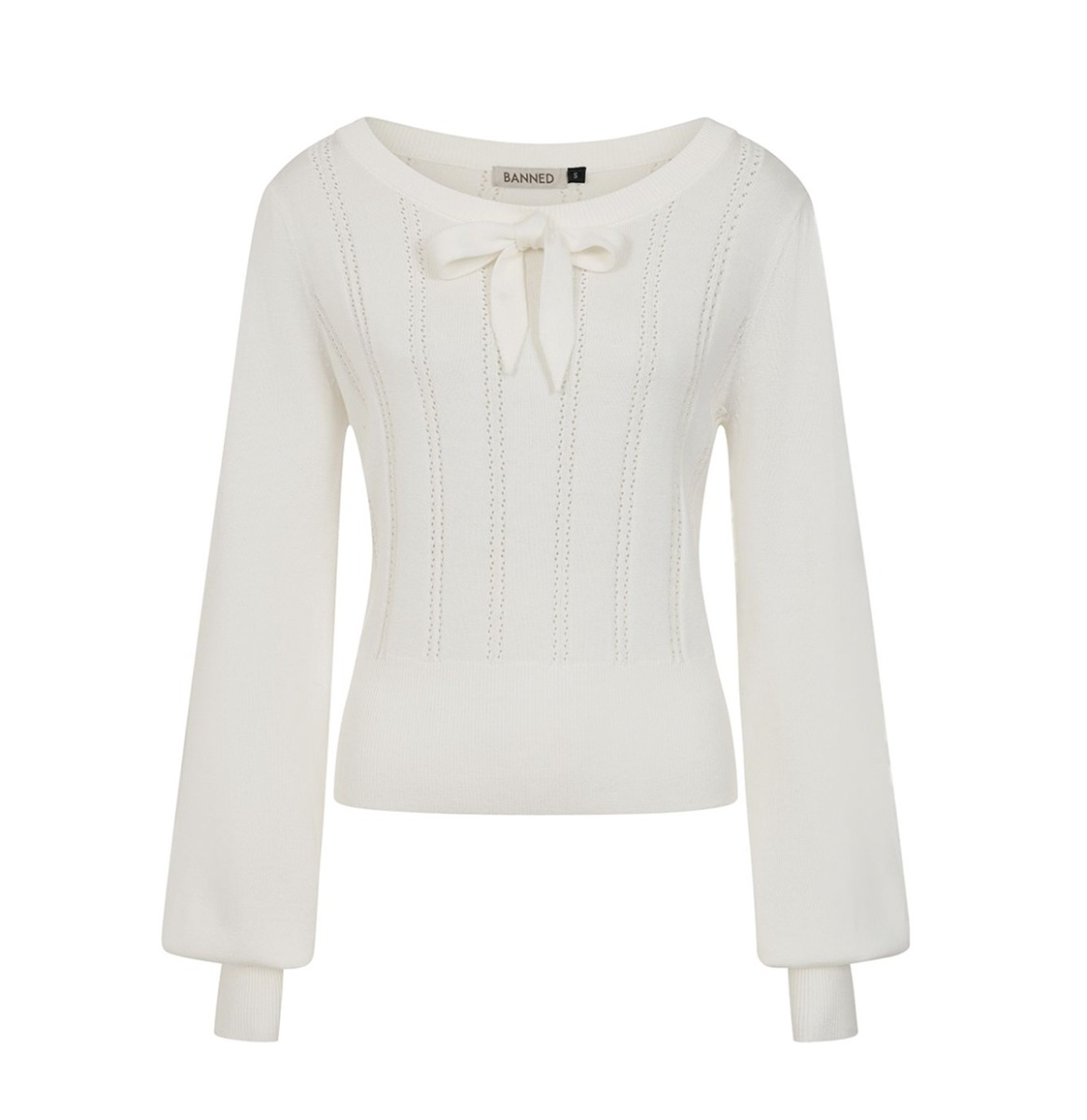 Banned Angel Pointelle Knit Jumper Off White -XL | Banned