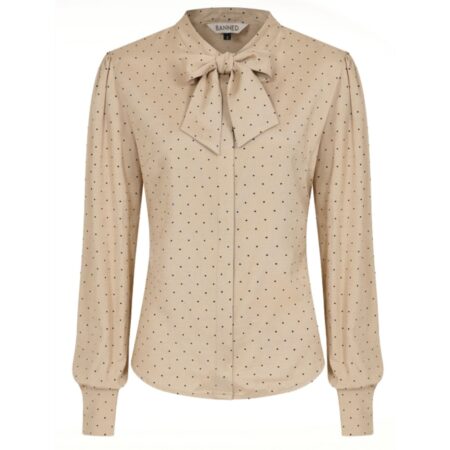 Banned Daphine Blouse Dots Beige Black-XS | Fiftiesstore
