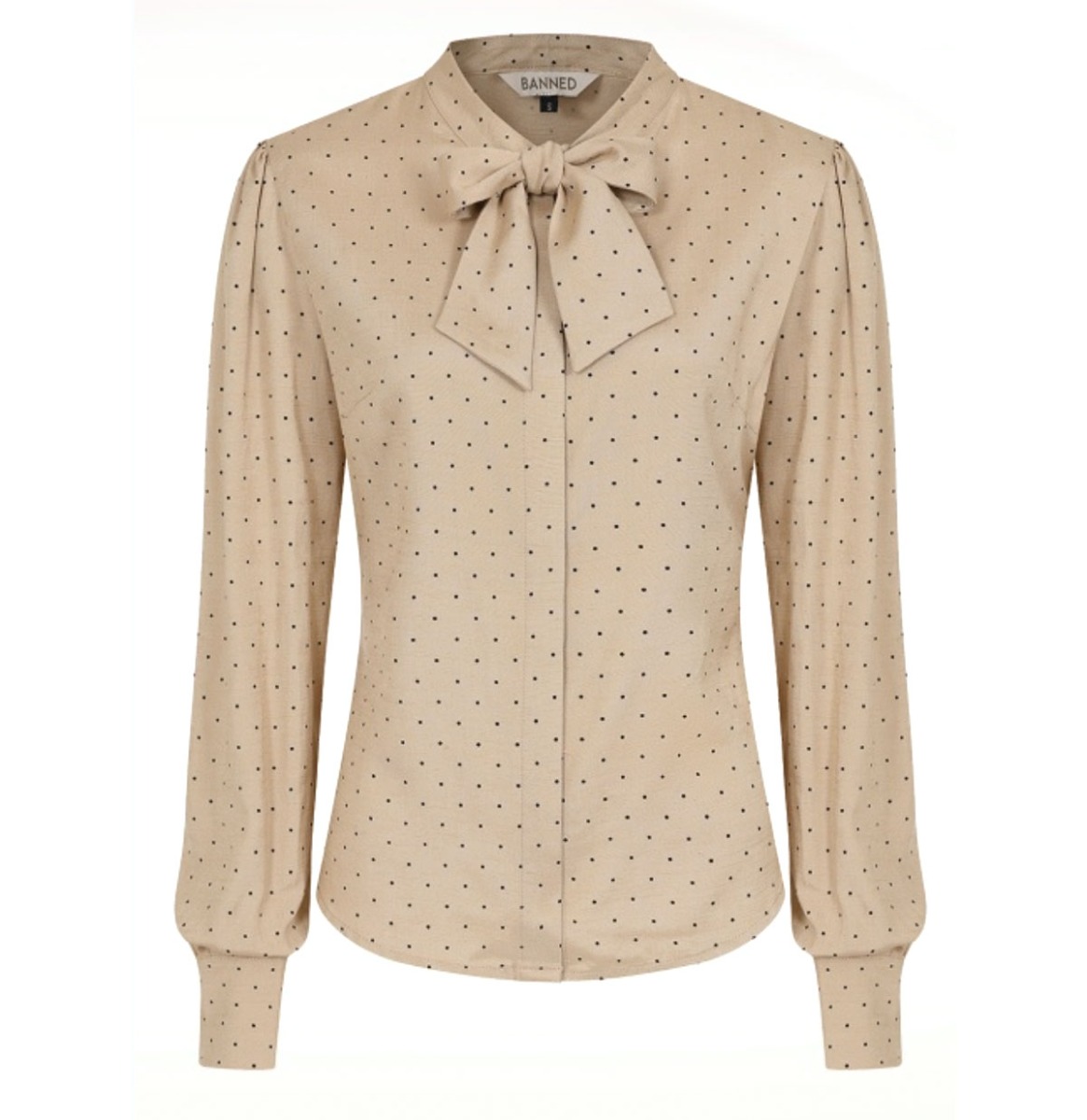 Banned Daphine Blouse Dots Beige Black-XS | Fiftiesstore
