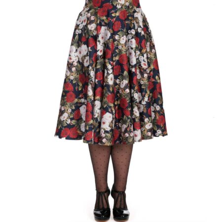 Banned Dark Rose Swing Skirt Navy-XXL | Fiftiesstore
