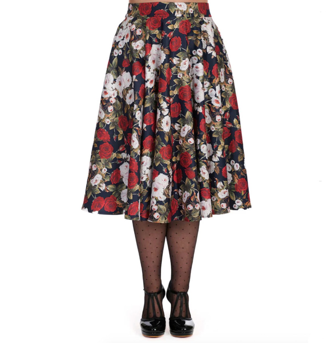 Banned Dark Rose Swing Skirt Navy-XXL | Fiftiesstore