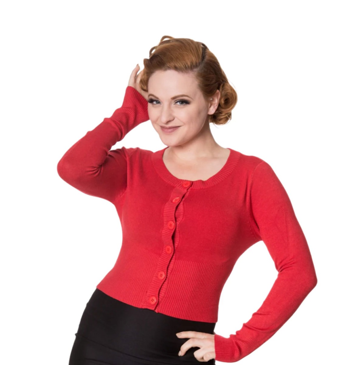 Banned Dolly Cardi Red-M | Fiftiesstore