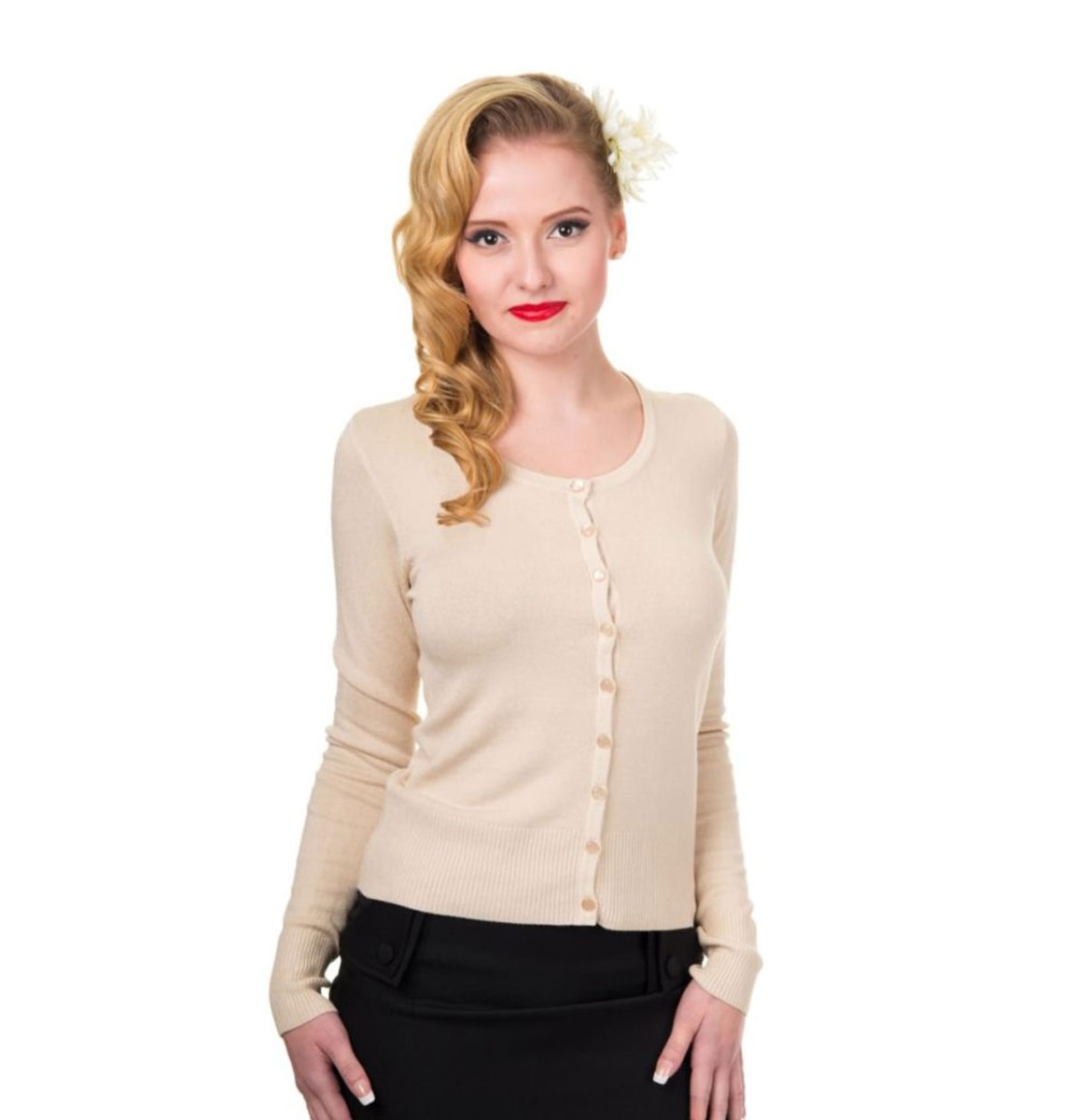 Banned Gina Longsleeve Cardigan Creme-M | Banned